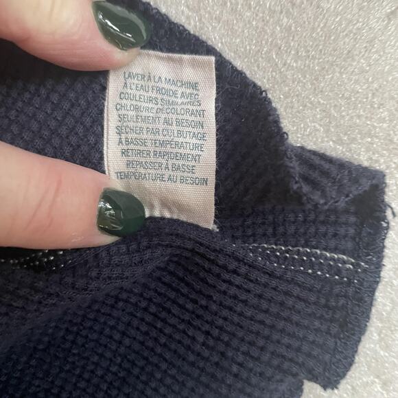 American Eagle Shirt Men XL Navy Blue Y2K Waffle Thermal Cotton Long Sleeve Logo - Picture 12 of 12